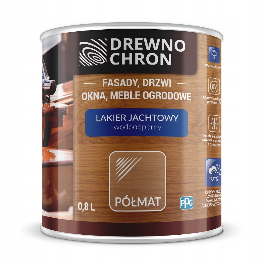 Drewnochron Yacht polomatný lak 0,8l